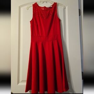 Red Sleeveless A-Line Midi Dress for Weddings